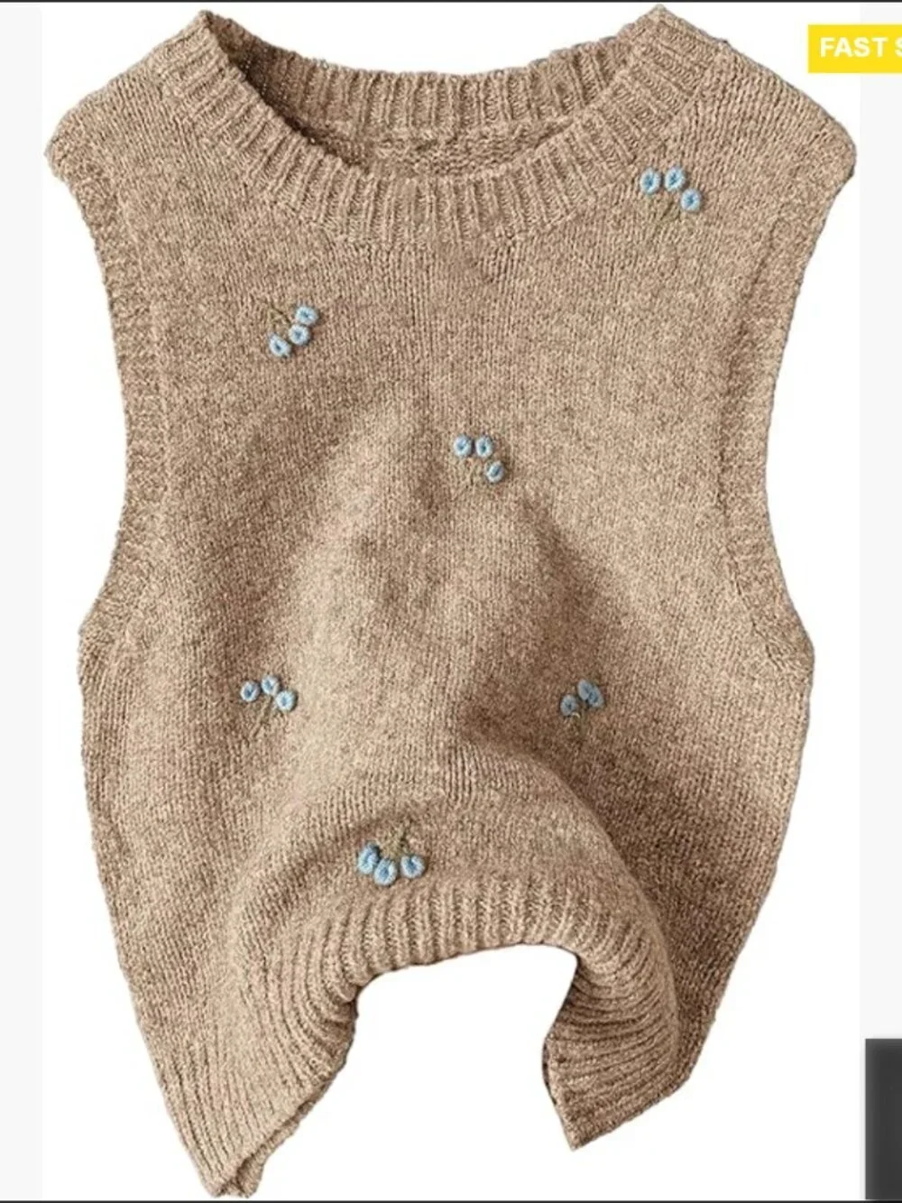 Embroidered Crew Neck Sweater Vest Sleeveless Pullover Knitwear Chic Y2K